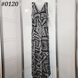 🤍NEW! Jane Ashley black & white Bohemian print sleeveless maxi dress MEDIUM